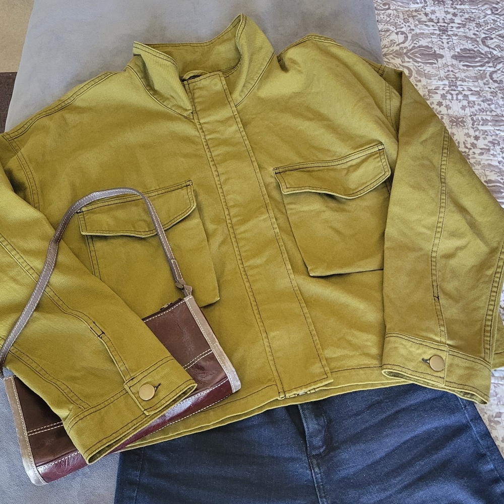 a.n.a military inspired oversized cropped jacket size XL